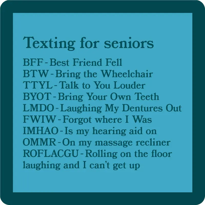 Coaster Texting For Seniors | Funny Gift | Home Bar Decor 1