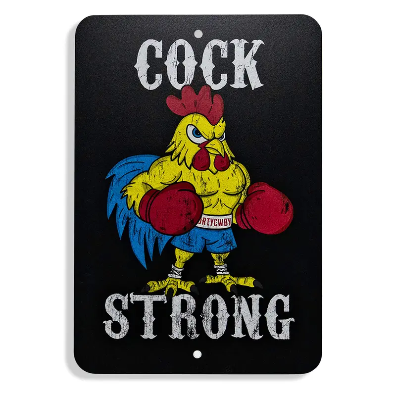 Cock Strong Boxing Chicken Metal Sign 1