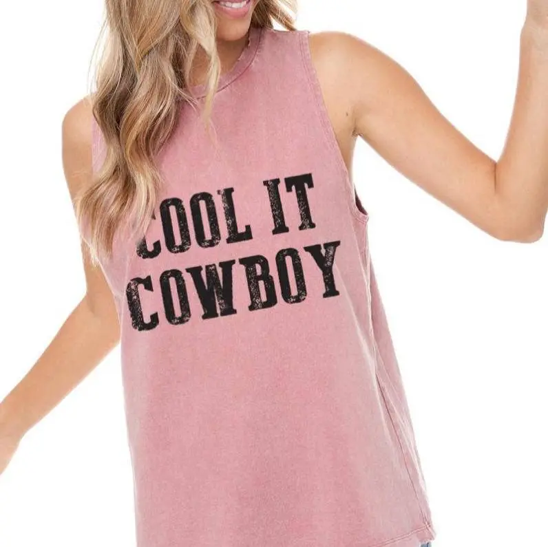 Cool It Cowboy Graphic S/L Washed Tank 1