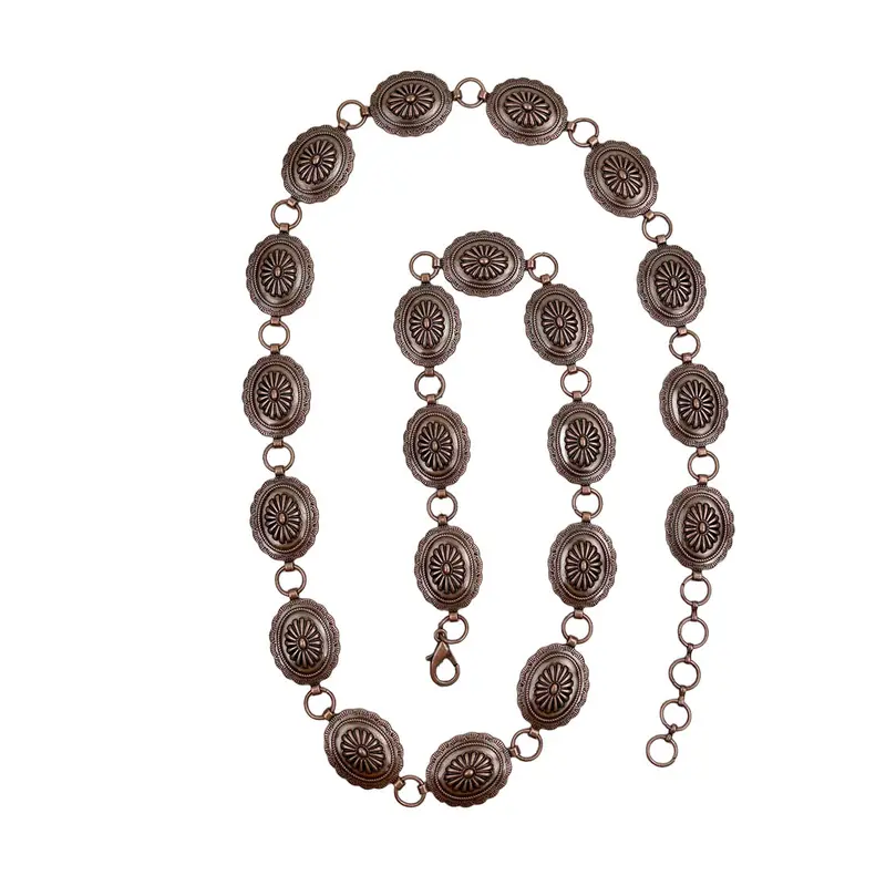 Copper Flower Conchos Adjustable Chain Link Western Belt For Cowgirls 1