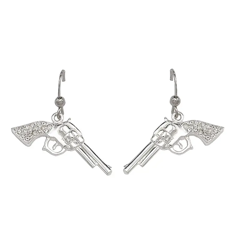 Cowgirl Pistols Rhinestone Handle Drop Earrings- Montana Silversmiths 1