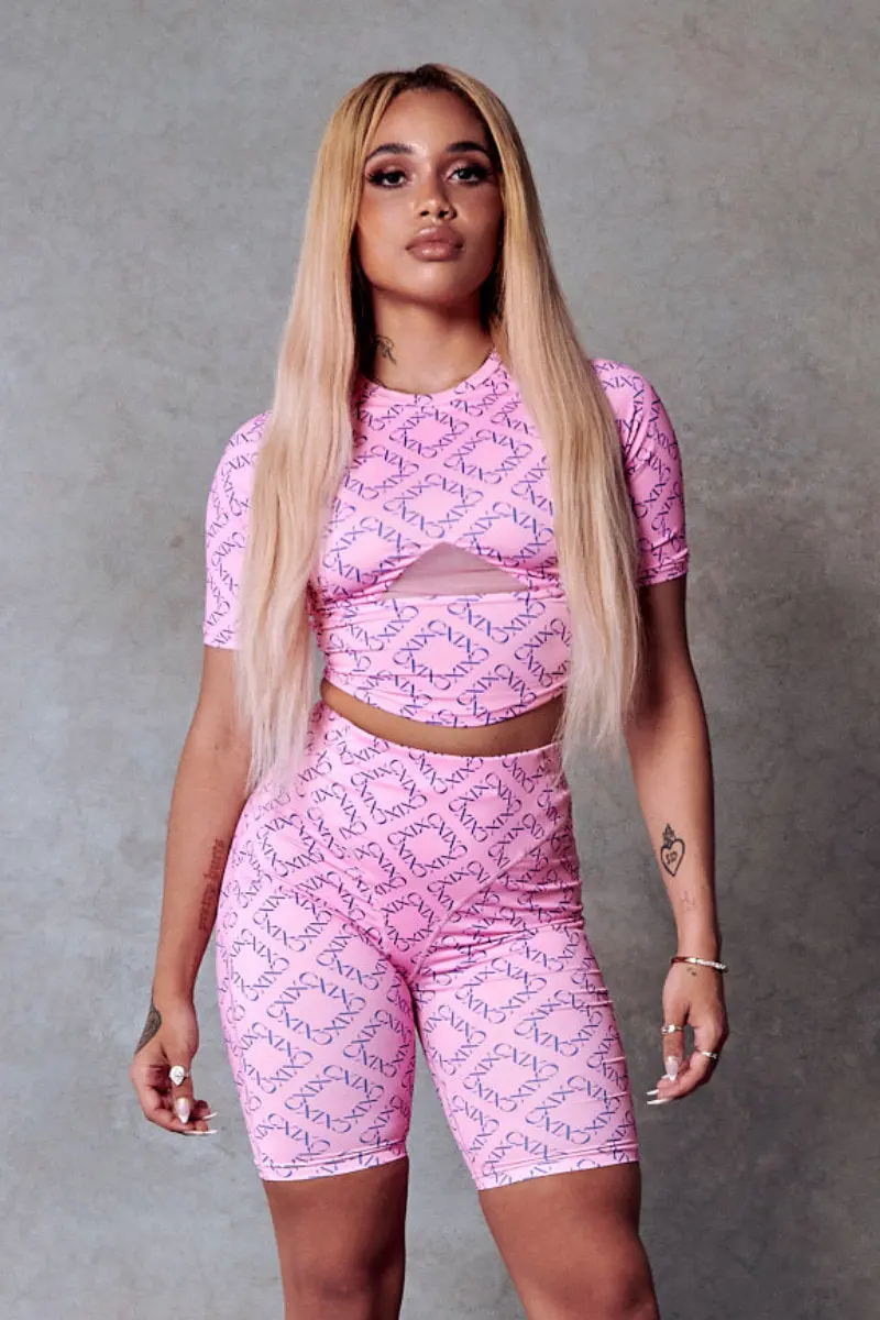 Cxix 119 Biker Shorts - Pink Print 1