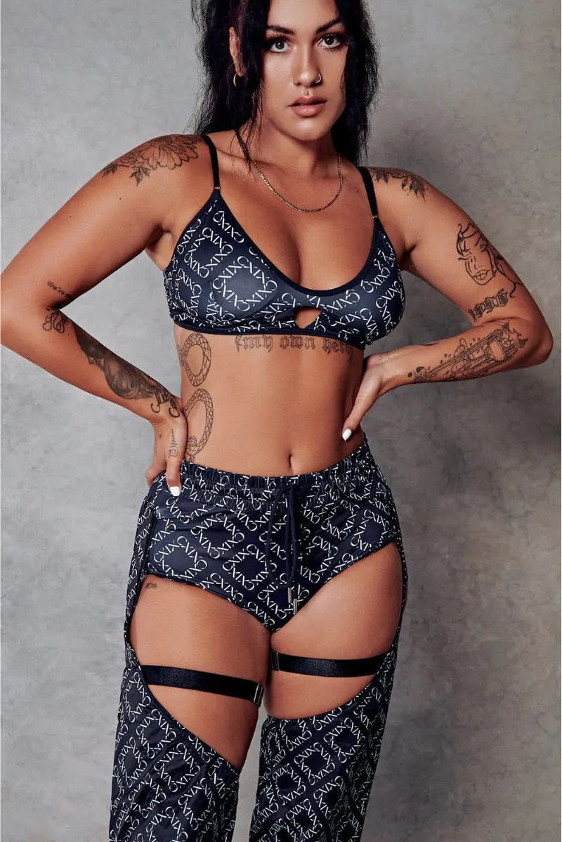 Cxix 119 Bralette - Black Print 1