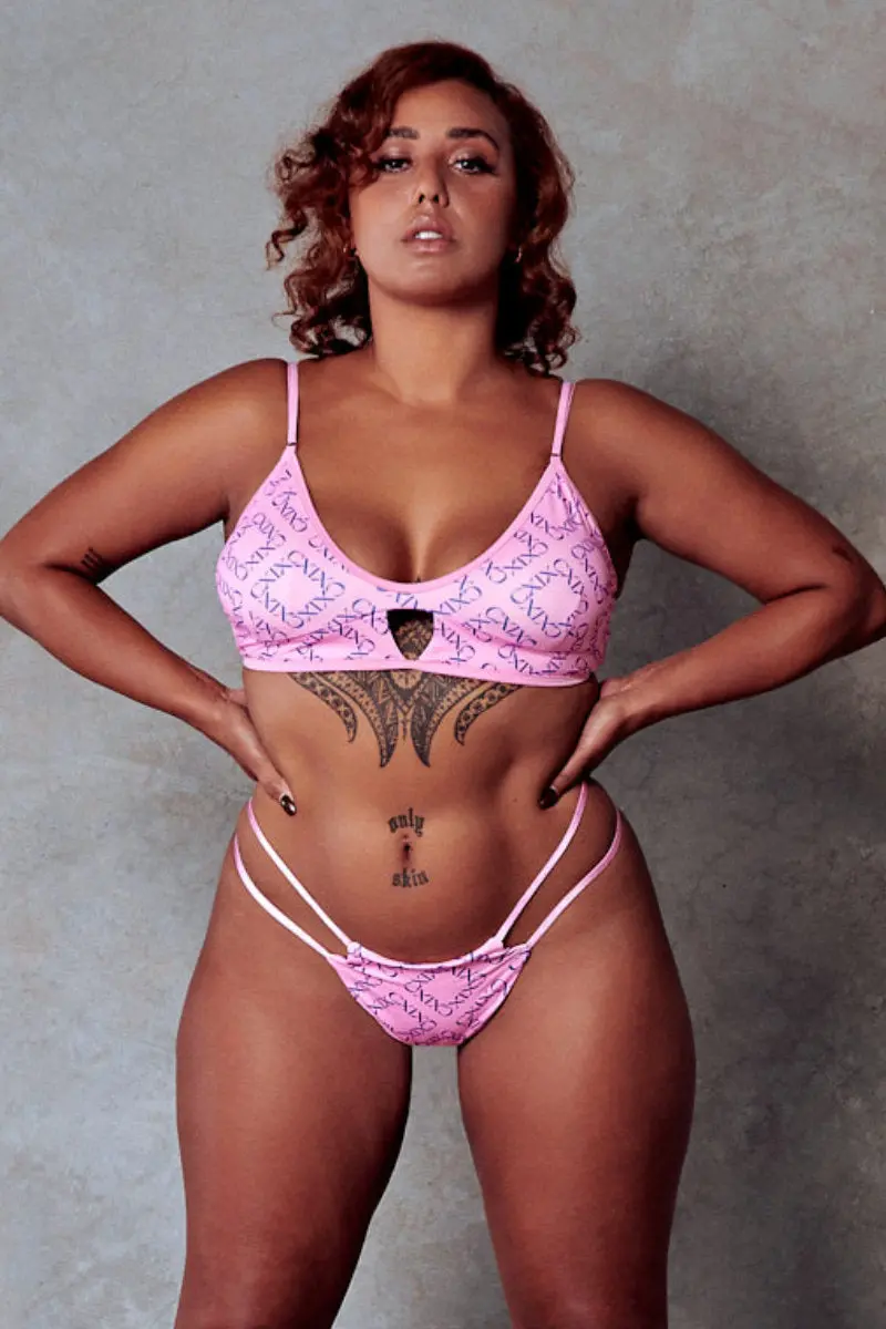 Cxix 119 High-Rise Thong Bottoms - Pink Print 1