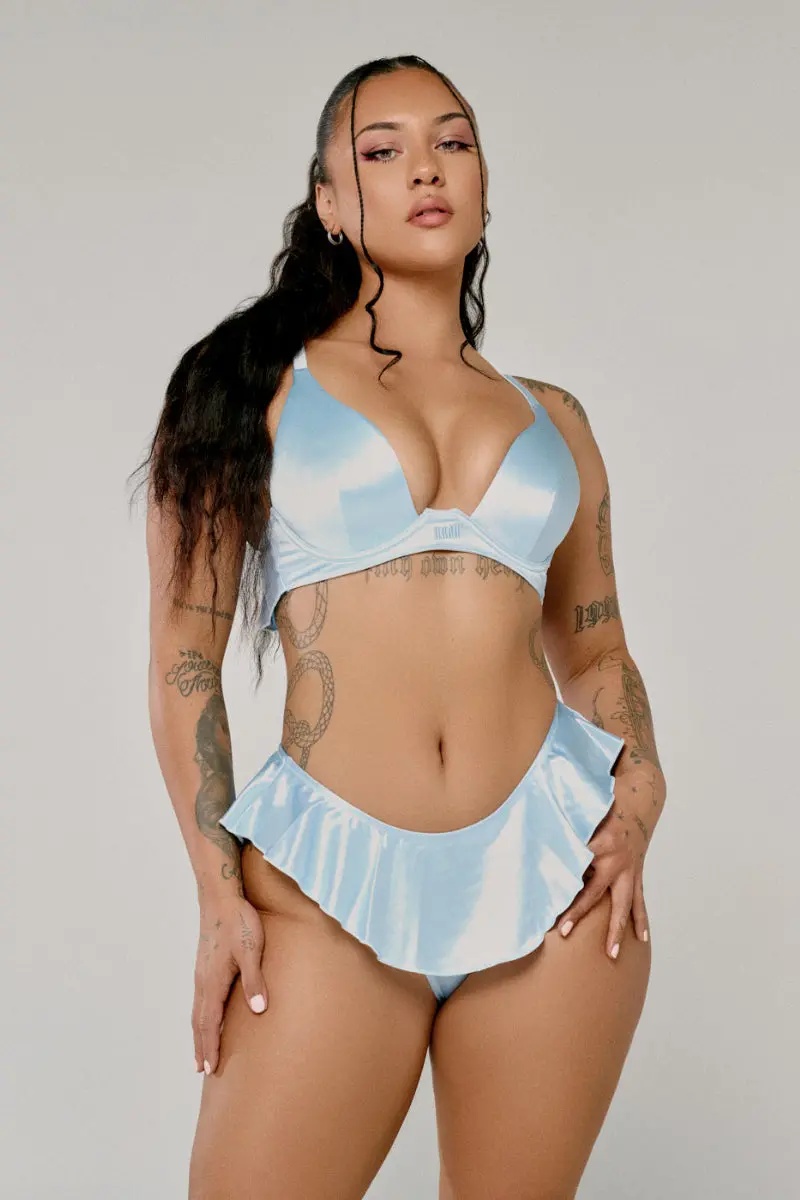 Cxix X Hoah Pillowtalk Ballerina Skirt - Blue Satin 1