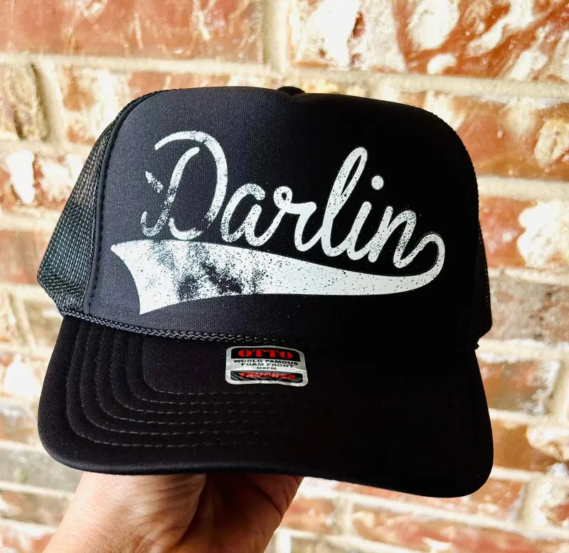 Darlin' Printed Black Trucker Hat For Cowgirls 1