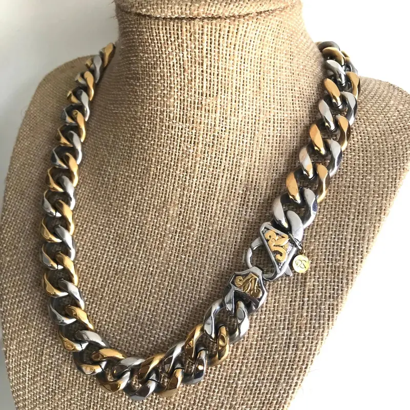 Dash Link Necklace Gold And Silver By Ateliercg 1