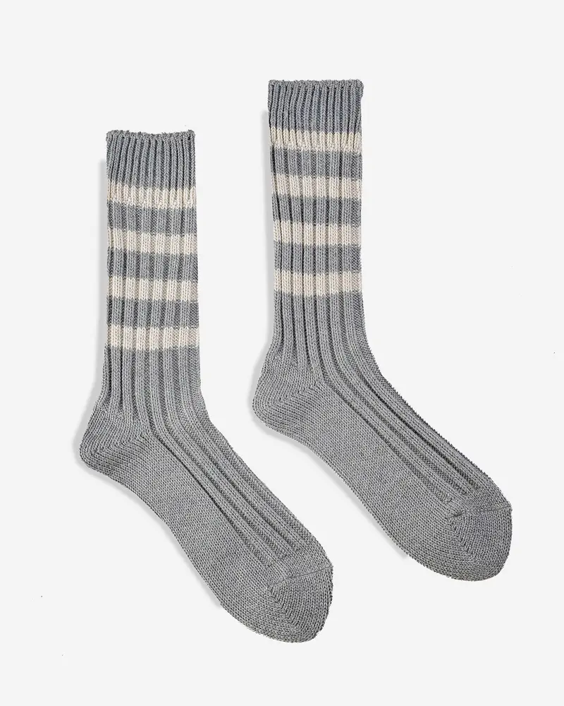 Decka Heavyweight Socks / Stripes - Grey X Ivory 1