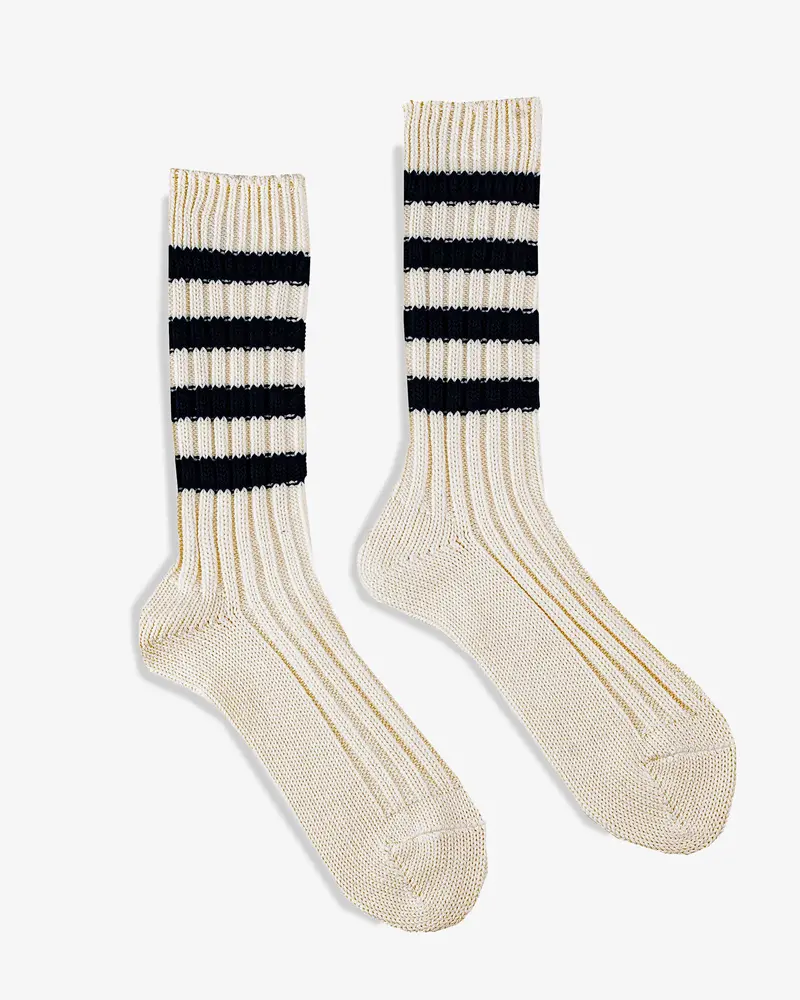 Decka Heavyweight Socks / Stripes - Ivory X Navy 1
