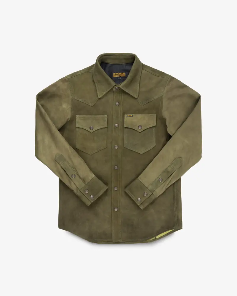 Deerskin Western Shirt "The Big Buck" - Olive 1