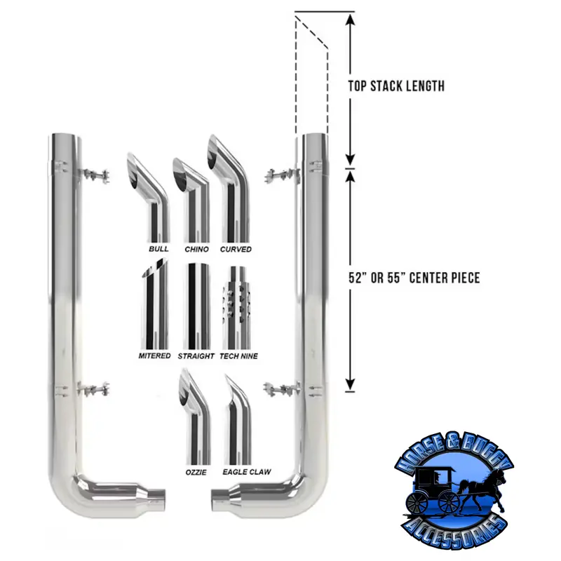 Dp-Krp-Q805055cp Dynaflex 8'' Reduced To 5'' Exhaust Kit W 55'' Quiet Spool; Pete Pickett Elbows & Clamps & Bushings 1