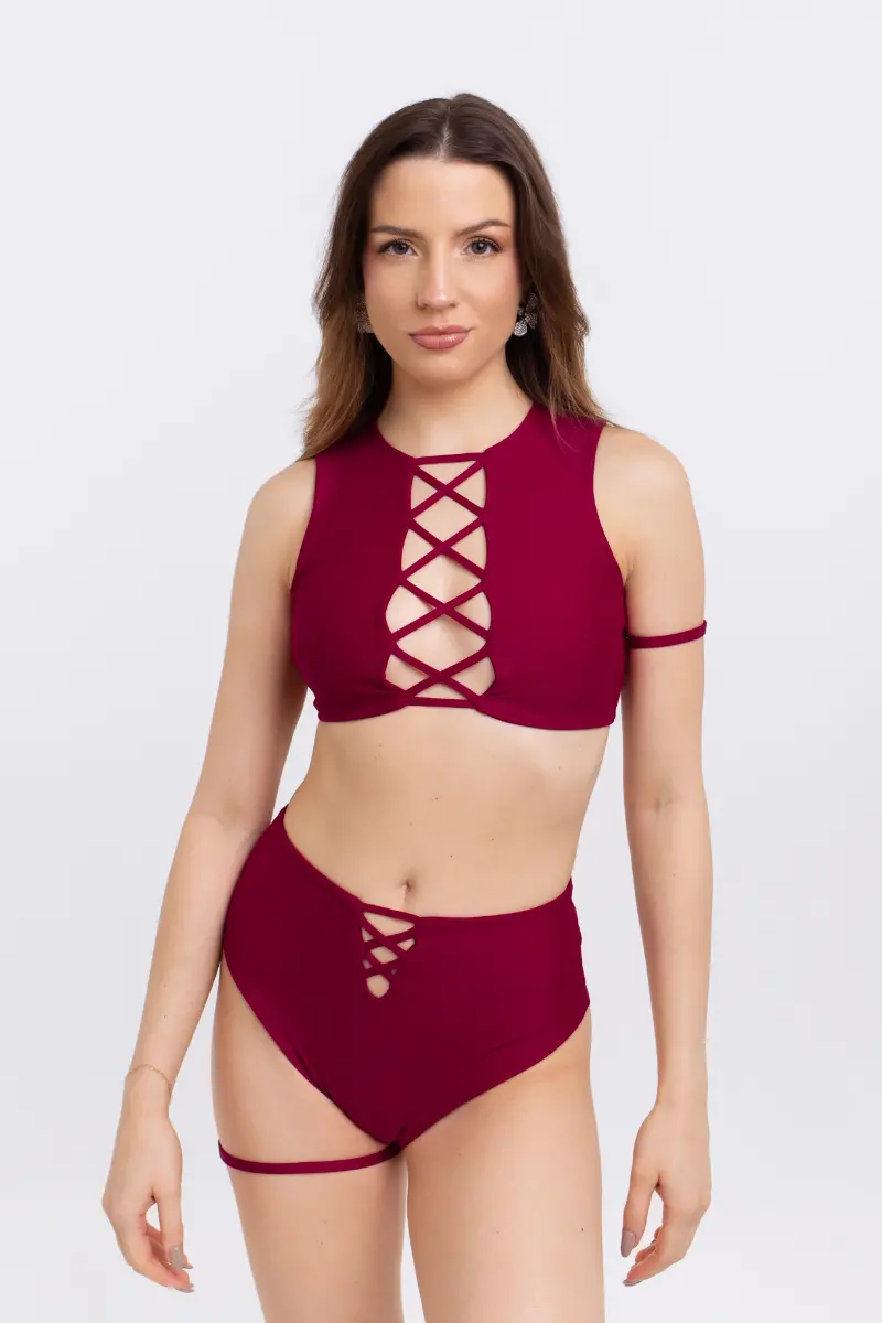 Fanna Split Top - Burgundy 1