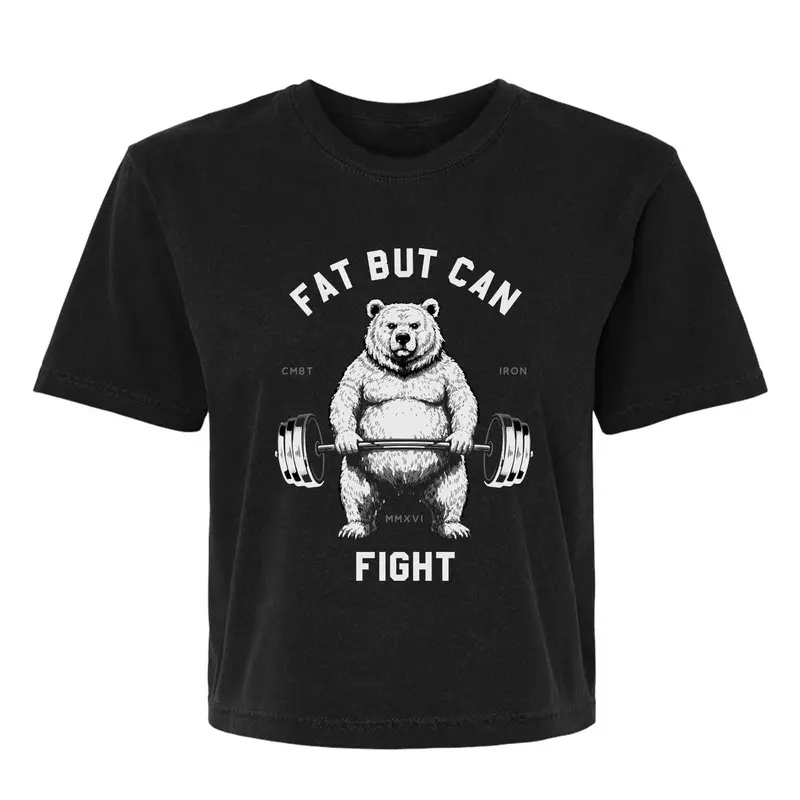 Fat But Can Fight Women's Heavyweight Crop Tee 1