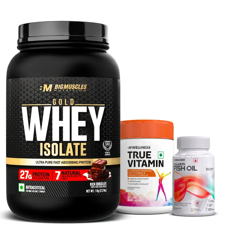 Gold Whey Isolate + Fish Oil + Multivitamin 1