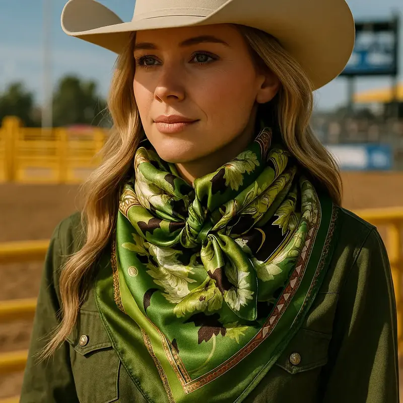 Green Floral Paisley Wild Rag Scarf 1