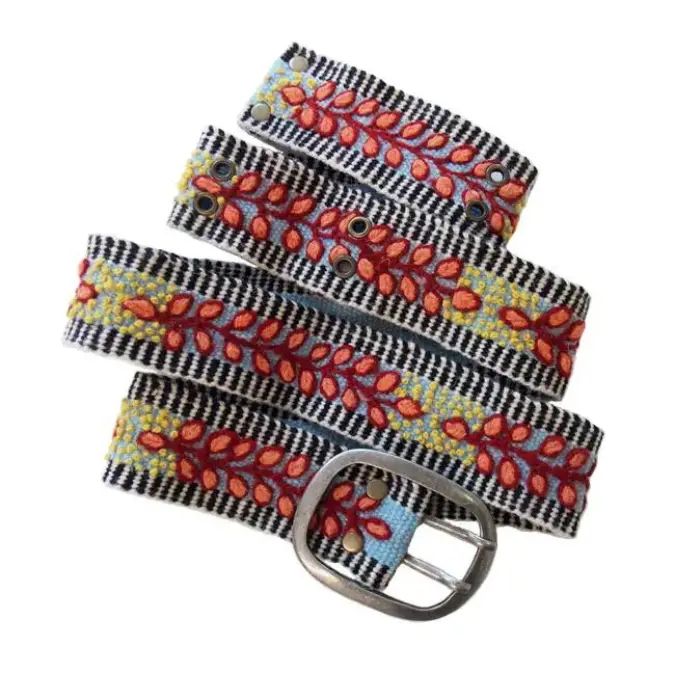 Growing Season Floral Embroidered Wool Belt 1
