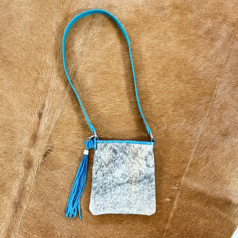 Hand Made Cowhide And Turquoise Leather Purse At Bourbon Cowgirl 1