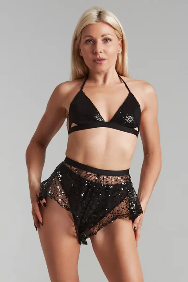Harna Sparkling Flowy Shorts - Black 1