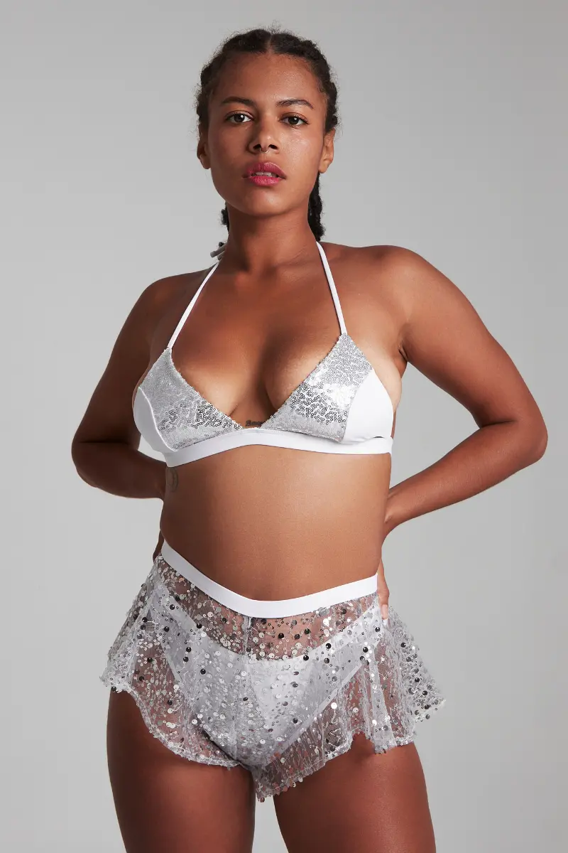 Harna Sparkling Flowy Shorts - White 1