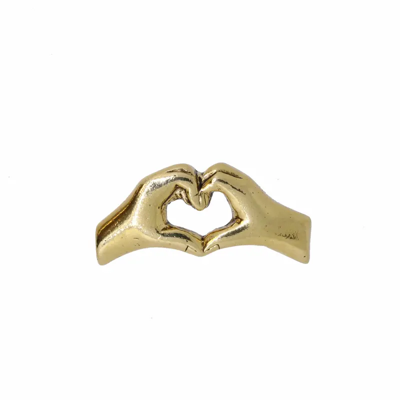 Heart Hands Gold Lapel Pin 1