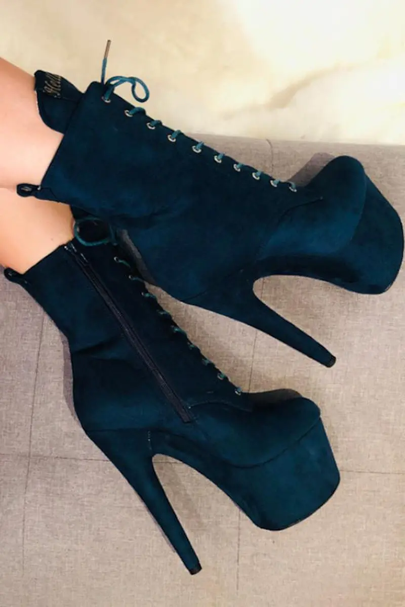 Hella Heels Babydoll 7Inch Boots - Teal 1