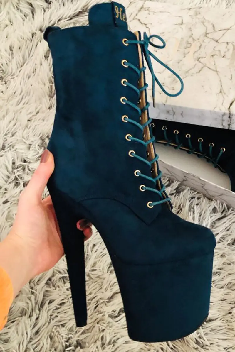 Hella Heels Babydoll 8Inch Boots - Teal 1