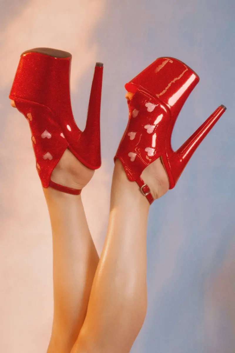 Hella Heels Cupids Chokehold Shield 8Inch Stilettos - Red 1
