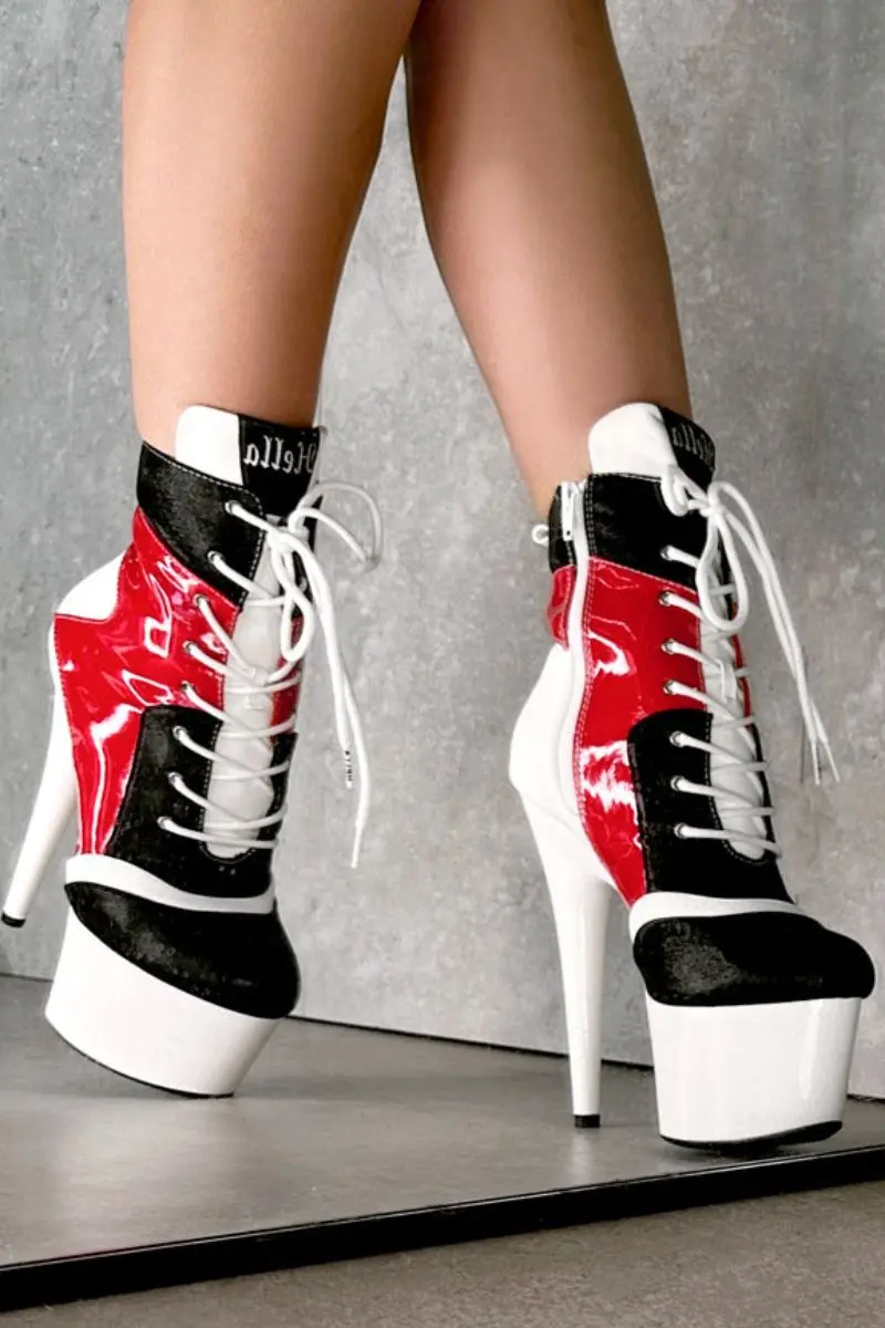 Hella Heels Empirekicks 7Inch Ankle Boots - Atomic Red 1