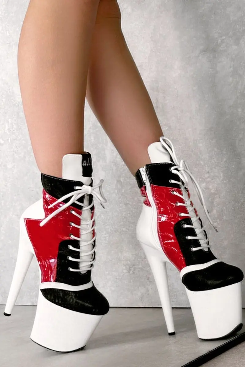 Hella Heels Empirekicks 8Inch Ankle Boots - Atomic Red 1