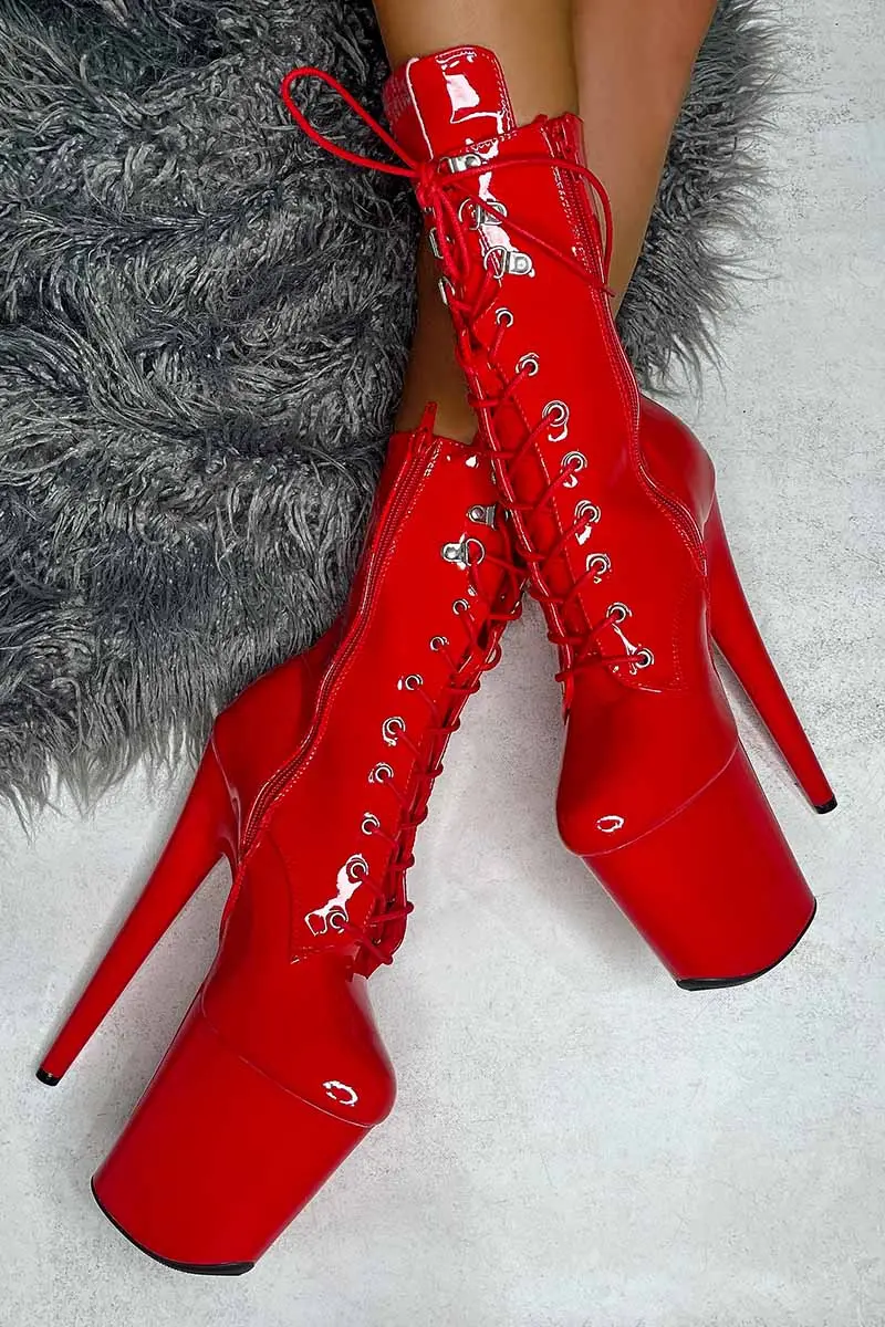 Hella Heels Lipkit 8Inch Boots - Cherry Pie 1