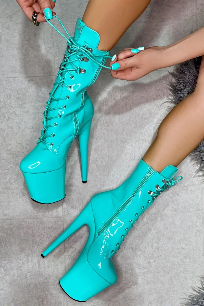 Hella Heels Lipkit 8Inch Boots - Minted 1