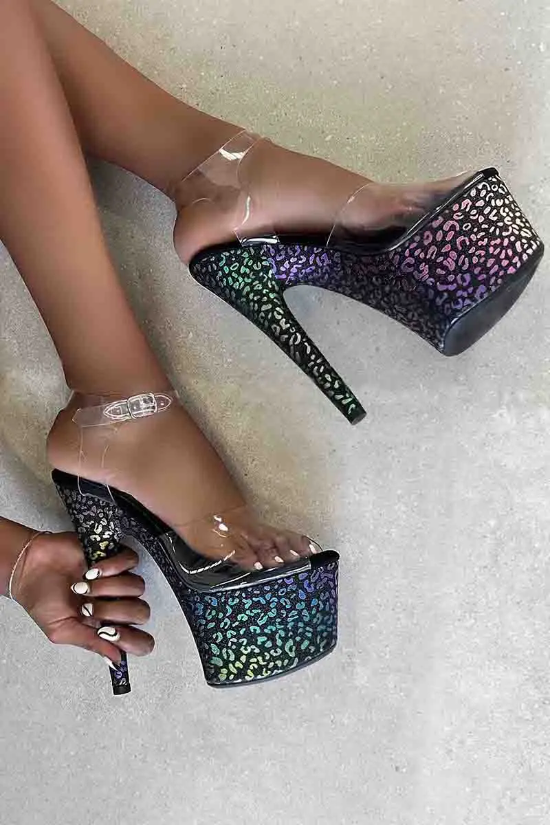 Hella Heels Moonlight Leopard 7Inch Classic Stilettos - Iridescent 1