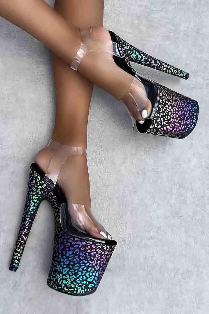 Hella Heels Moonlight Leopard 8Inch Classic Stilettos - Iridescent 1