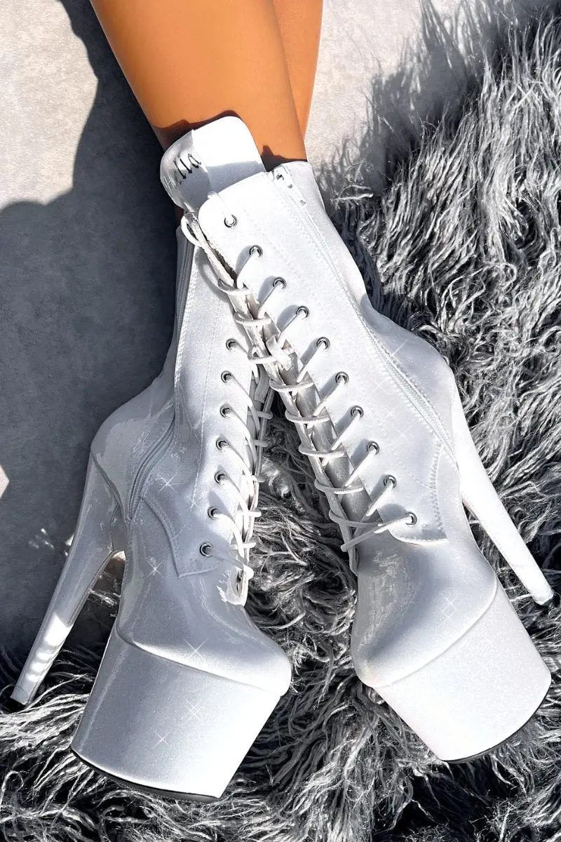 Hella Heels The Glitterati 7Inch Boots - Snow Kween 1