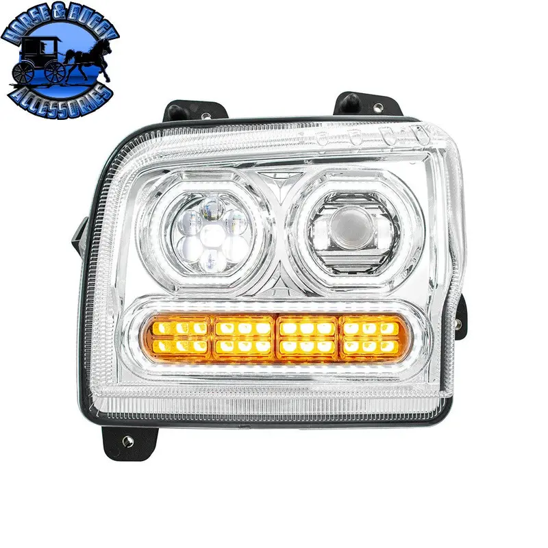 High Power 10 Led Headlight With 24 Led Turn & 100 Led Halo For 2019-2024 Kenworth W990 (Choose Side) (Choose Color) 1