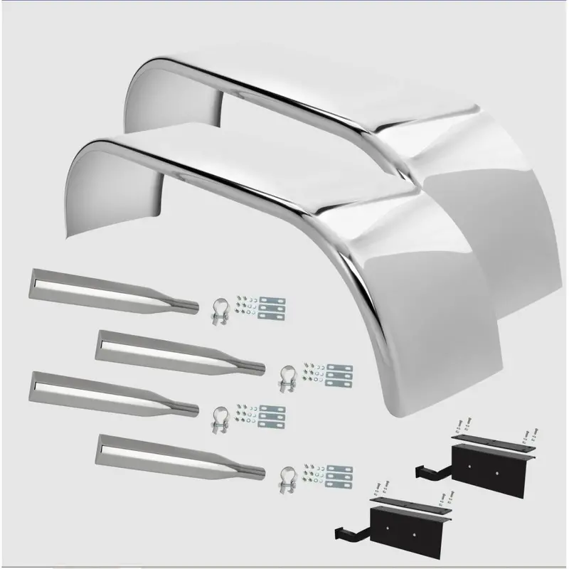 Hogebuilt Full Fender Kit Stainless Steel Pair W/Heavy Duty Brackets 31" Drop 1