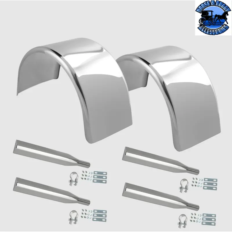 Hogebuilt Single Axle Fender Stainless Steel 80" Pair W/Heavy Duty Brackets (H-2706 4X Mq2012 4X 1447) 1