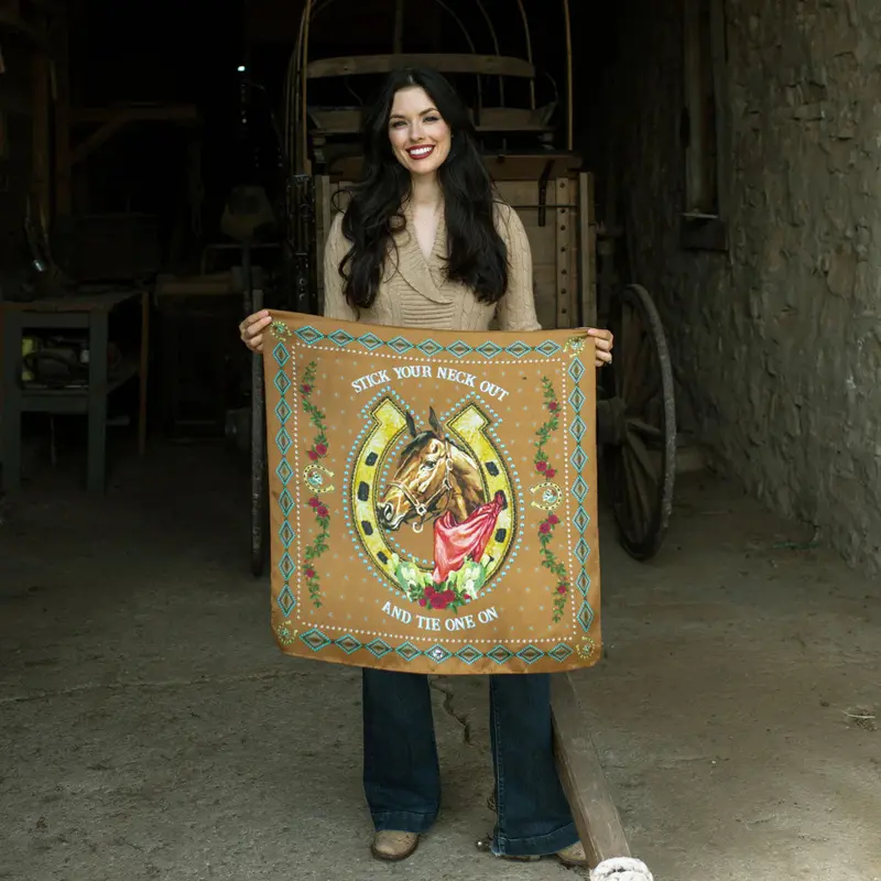 Hold Your Horses Carmel Brown Bandana Wild Rag At Bourbon Cowgirl 1