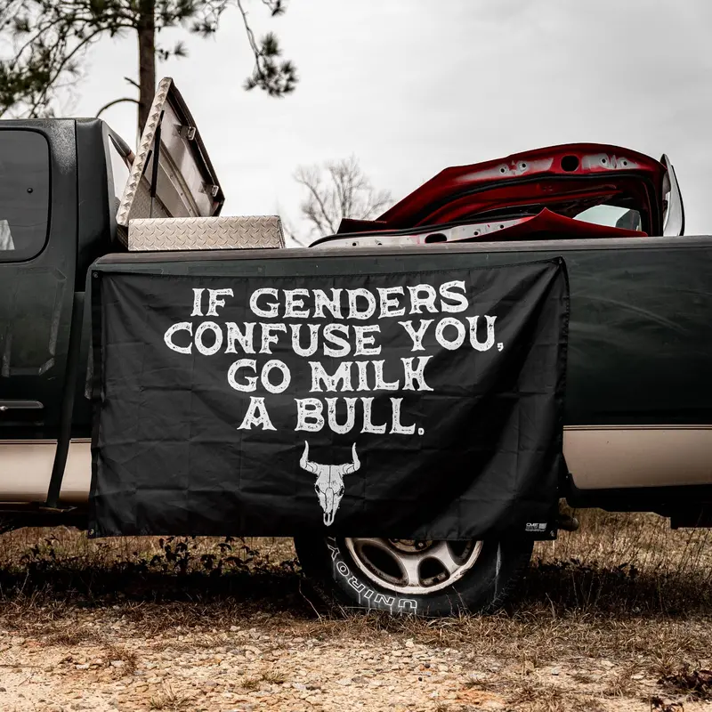 If Genders Confuse You, Go Milk A Bull 3'X5' Flag 1