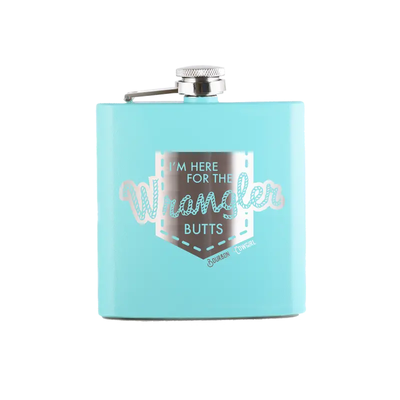 I'm Here For The Wrangler Butts Flask Gift - Bourbon Cowgirl 3