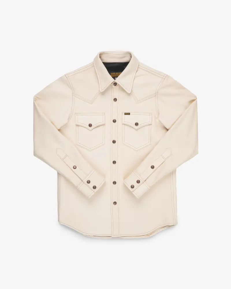 Iron Heart X Simmons Bilt Horsehide Western Shirt - The Pale Rider - Natural 1