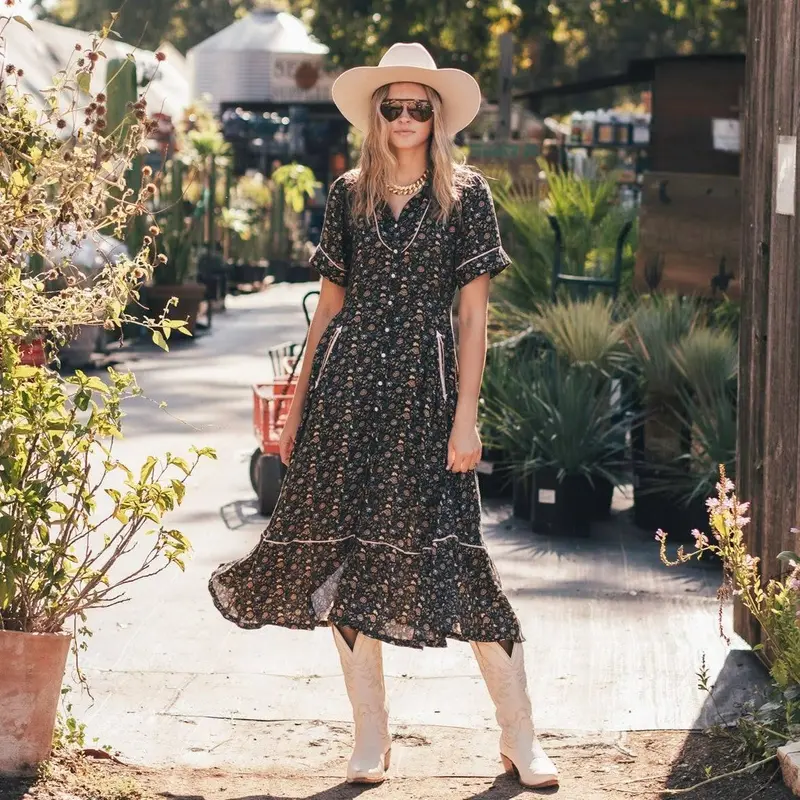 La Dahlia Women's Dress Black Floral For Country Girls By Sendero 1