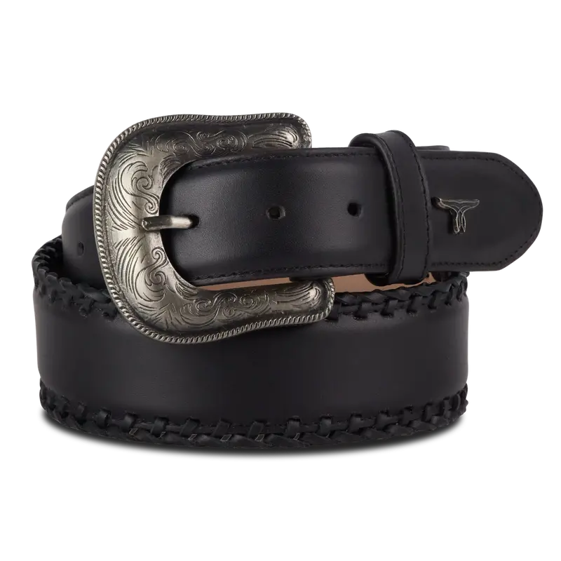 Lane 1.5 Woven Laced Belt With Single Buckle - Jet Black 1