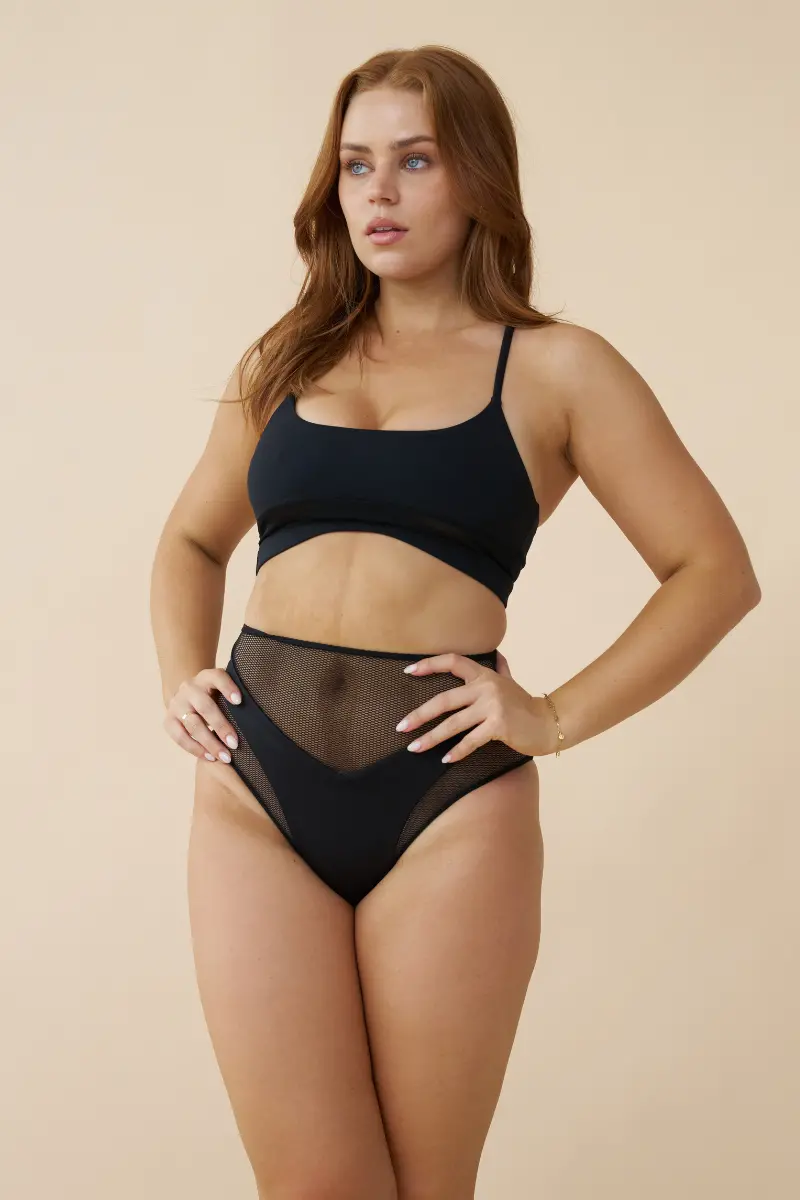 Lunalae Blake High Waist Shorts - Black Mesh 1
