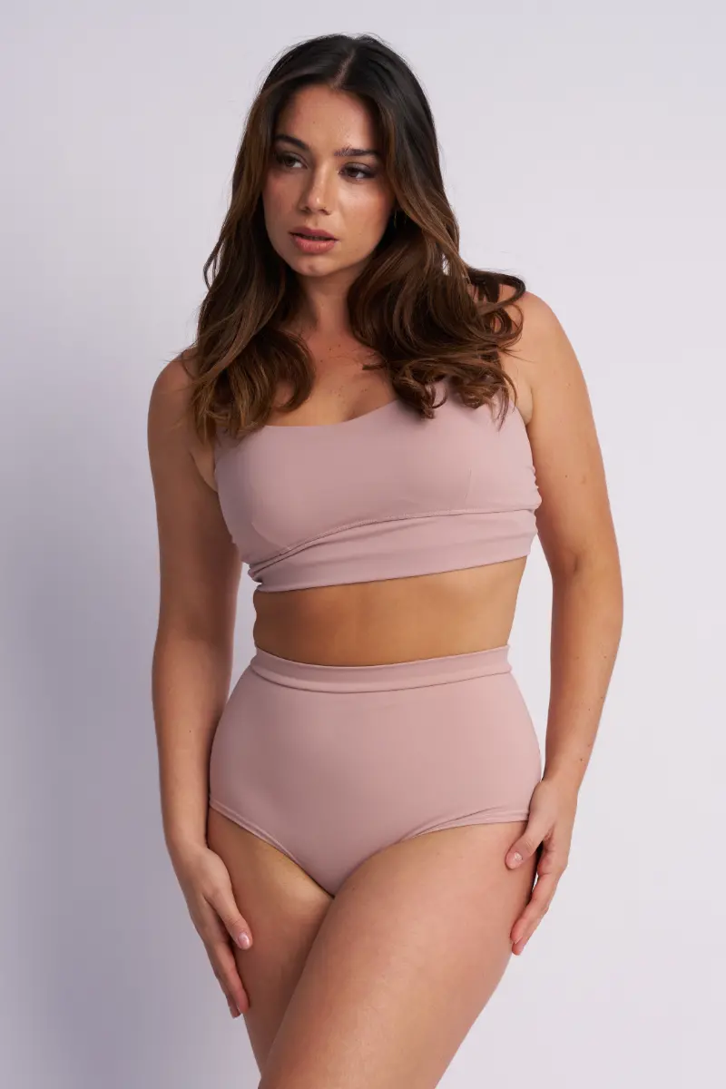 Lunalae High Waist Shorts - Taupe 1