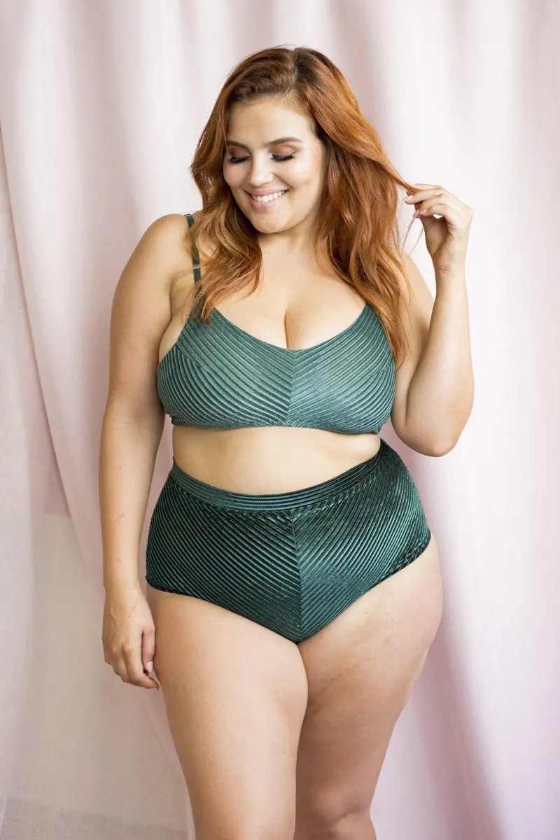 Lunalae Lana High Waist Shorts - Emerald Velvet 1