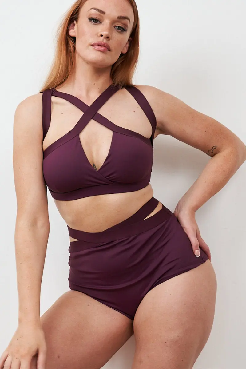 Lunalae Tia Strappy Crossover Top - Recycled Mulberry 1