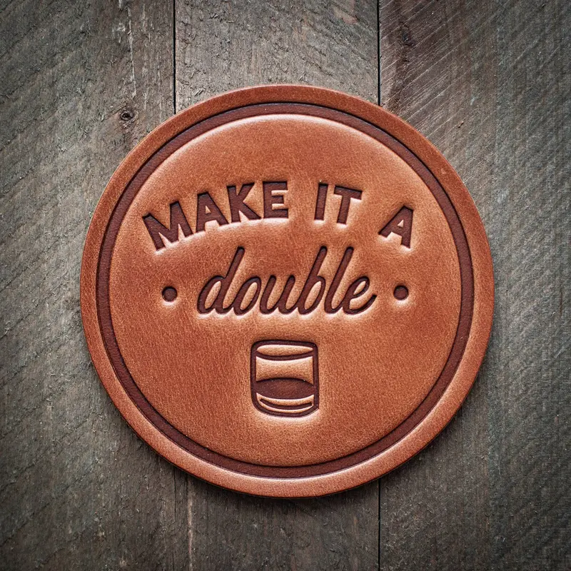 Make It A Double Leather Coaster 1