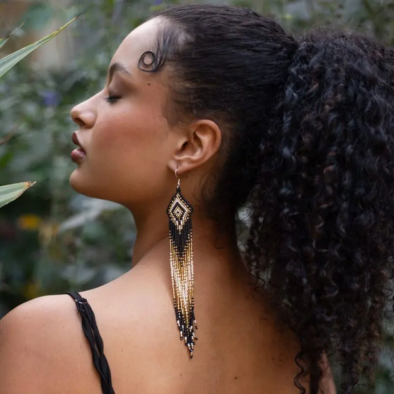Midnight Oil Beaded Handmade Earrings By Mother Sierra 1