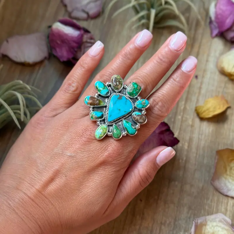 Mixed Mine Turquoise Sterling Silver Ring – Size 10 1